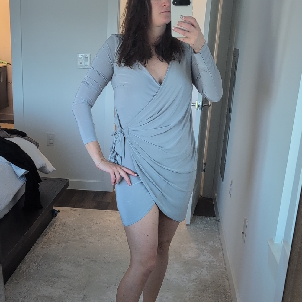 Elegant Gray Wrap Dress